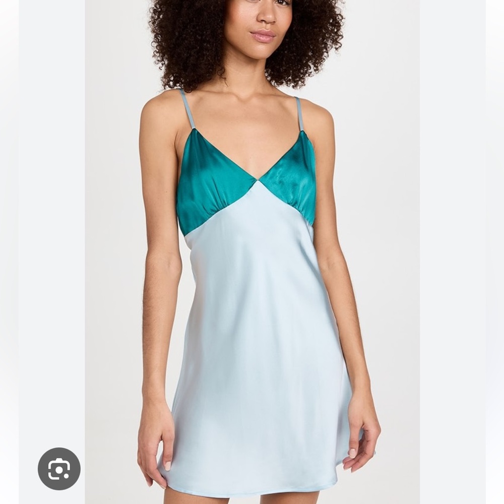 NWT Maison Essentiele Contrast Mini Silk Slip Dress